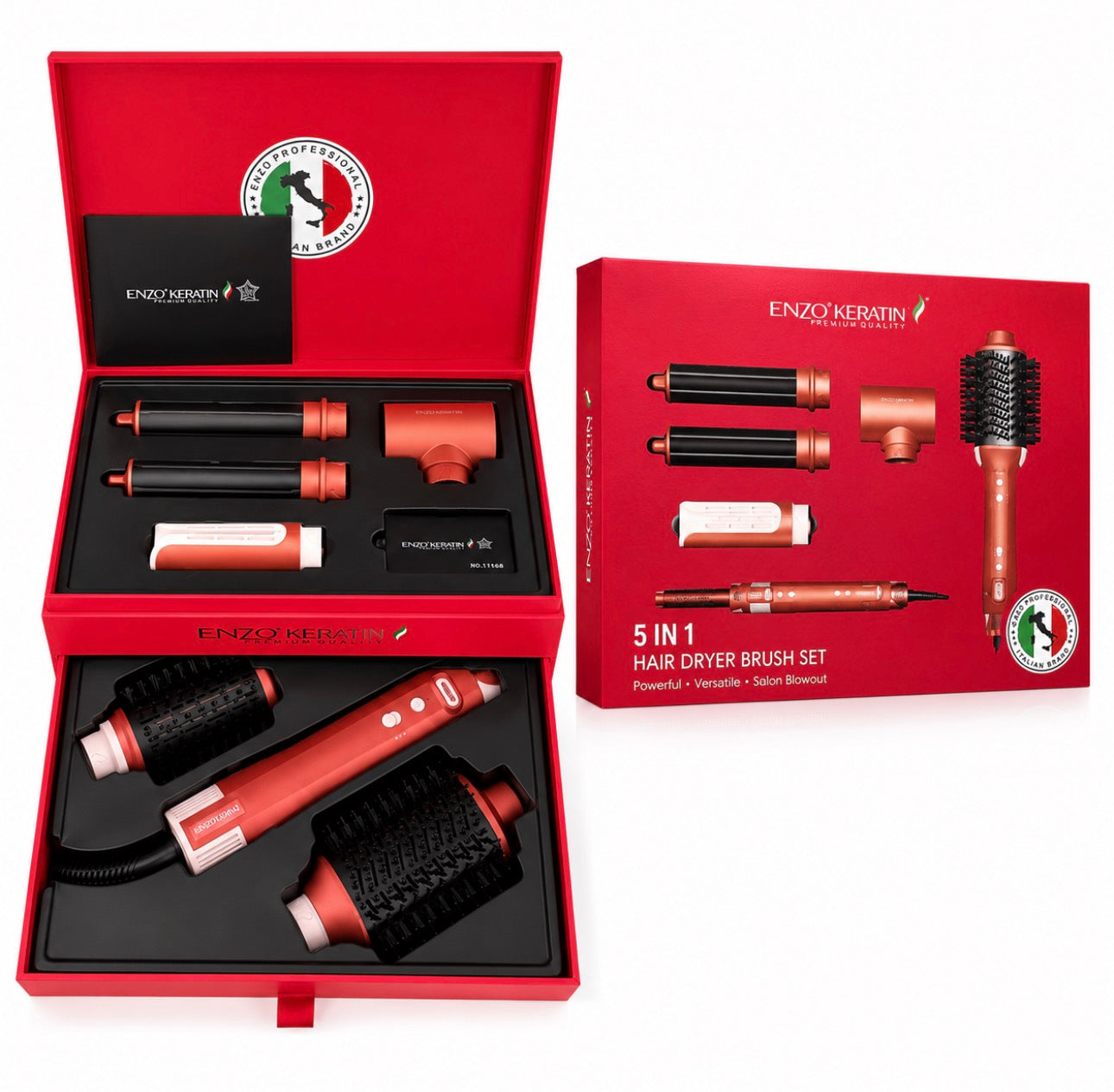 ENZO KERATIN 5 IN 1 HAIR DRYER BRUSH SET