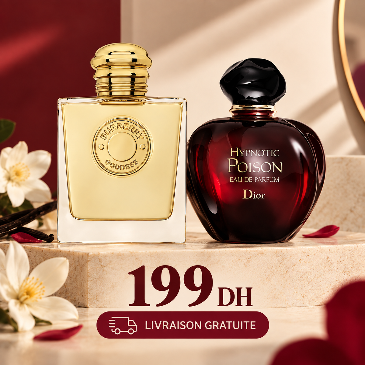PACK 10 ML HYPNOTIC POISON  10 ML BURBERRY GODDESS LIVRAISON GRATUITE