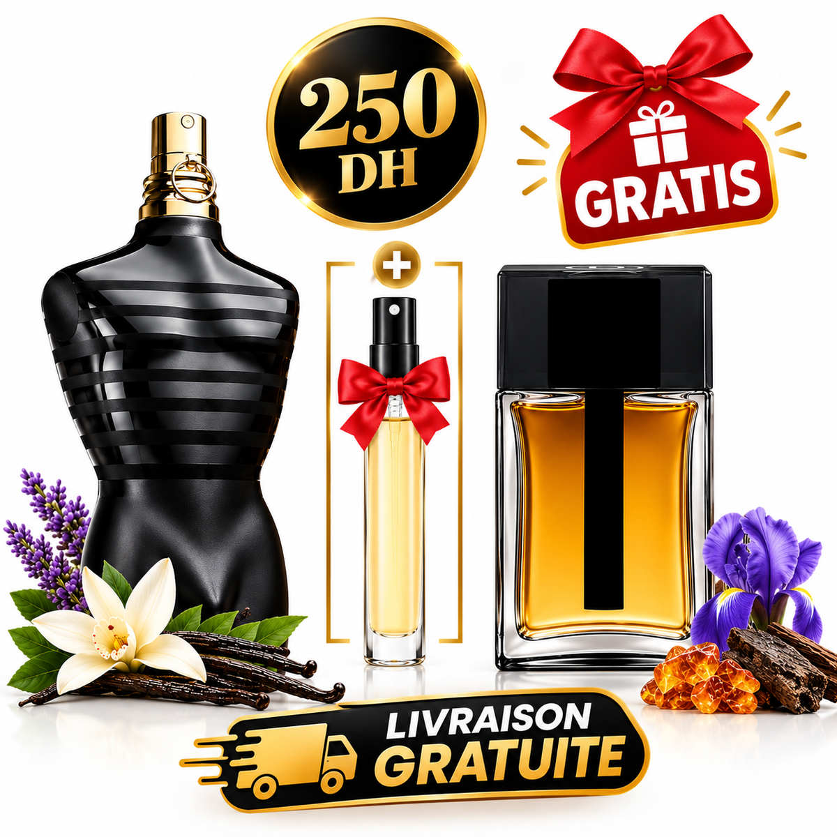 Pack dior homme intense + le male le parfum + decant gratuit