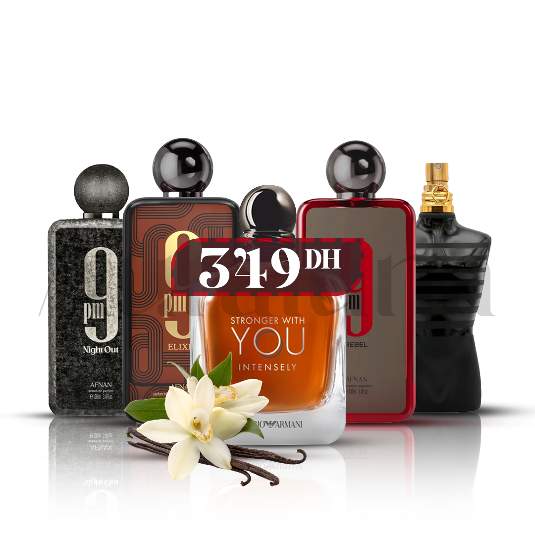 Pack intensly+le male le parfum+9pm rebel +9pm elexir +9pm night out