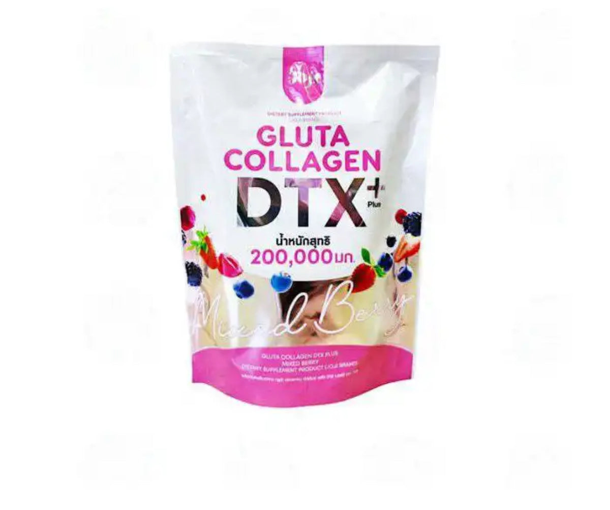 Complément Alimentaire Gluta Collagen DTX Plus - Goût Fruits Rouges - Éclat de la Peau & Détox - 200 000 mg